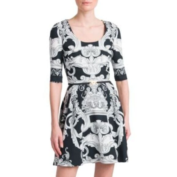 VERSACE Dresses & Skirts - VERSACE Womens Black Lined Medusa-engraved Belt Elbow Sleeve Short Dress 38